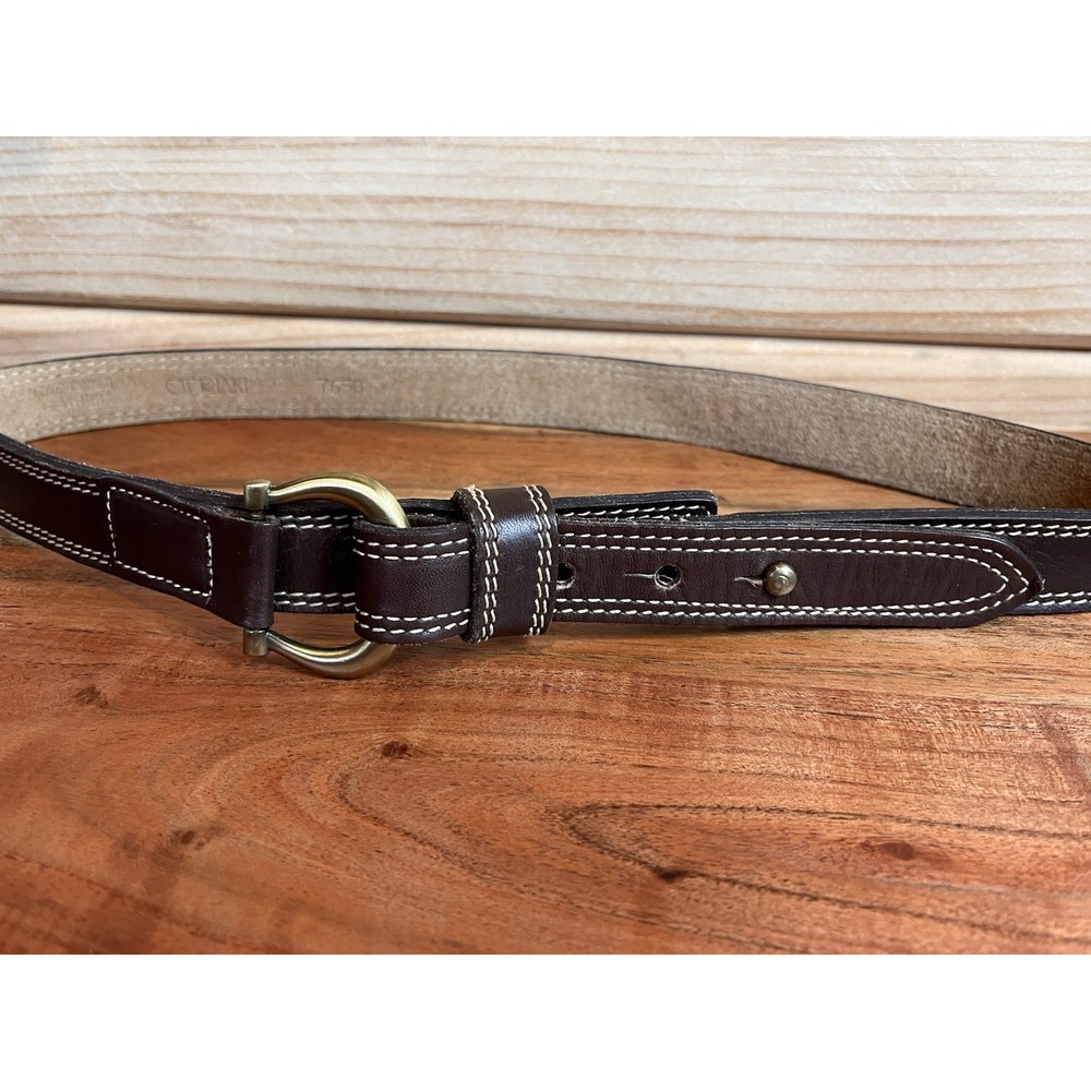 Cipriani Brown Leather Belt Women's Size Medium Style 7658 Loop Buckle Western‎